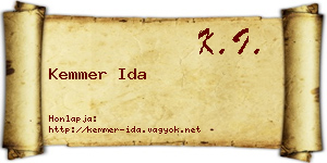 Kemmer Ida névjegykártya